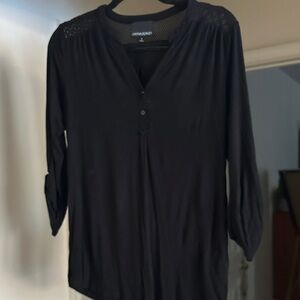 Cynthia Rowley Black Blouse with crotchet like Detail